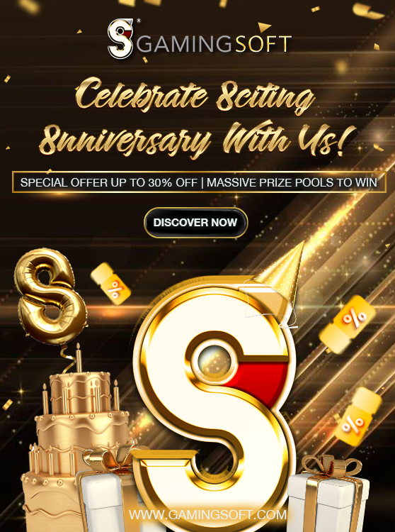 Celebrate exciting 8th anniversary with us mobile Banner - GamingSoft