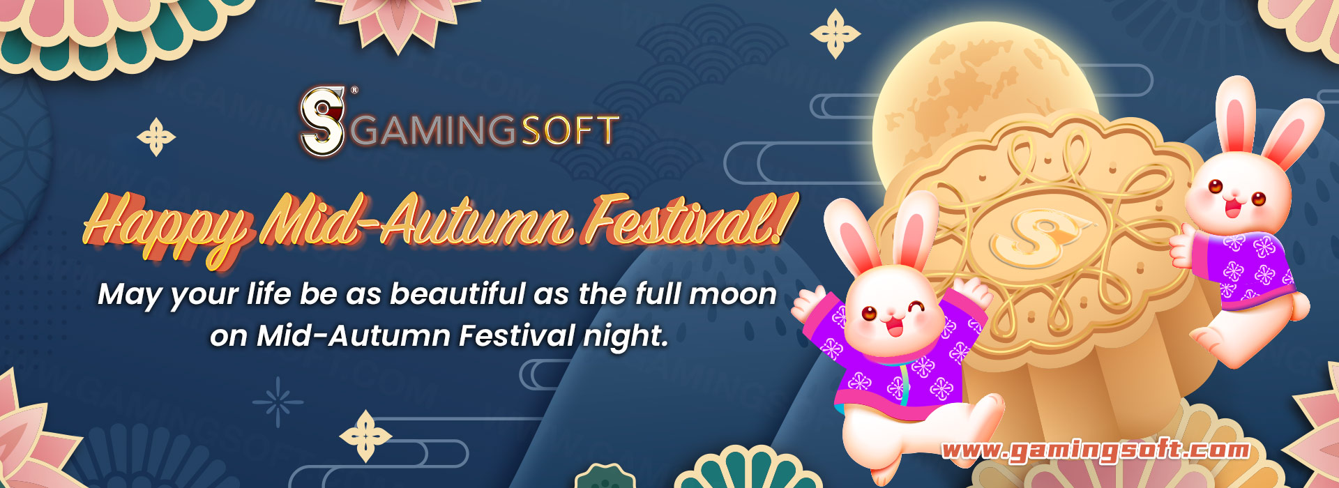 Happy Mid-Autumn Festival May your life be as beautiful as the full moon on Mid-Autumn Festival night Web Banner - GamingSoft