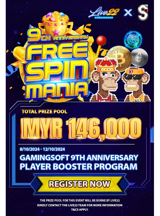 Live22 x GS 9th Anniversary Free Spin Mania!