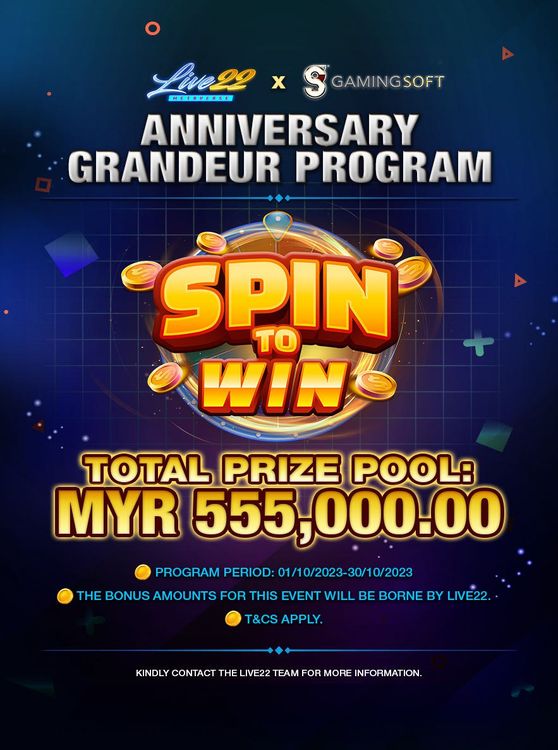 To celebrate GAMINGSOFT’s anniversary, we are thrilled to introduce the "Spin to Win" event!