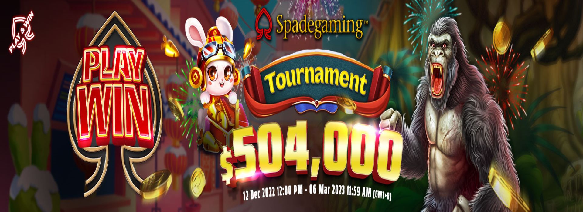 Spadegaming Win Play Tournament! Total Cash Prize Up to $504,000