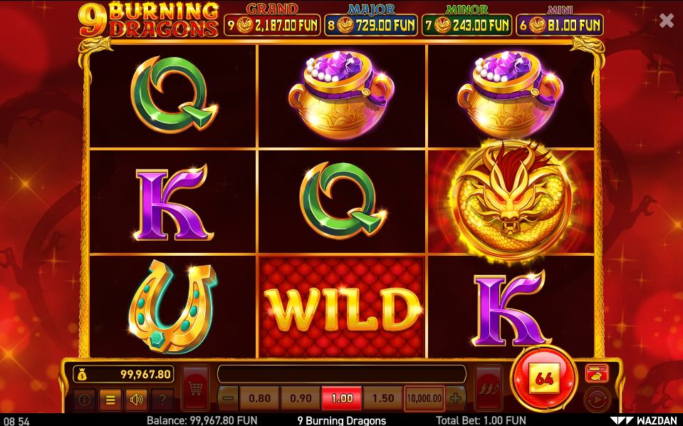 9 Burning Dragons is a Slots Game Provided by the Vendor Partner VoltEnt - GamingSoft