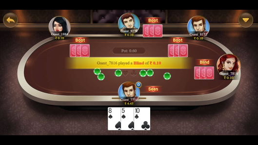 Teen Patti is a Poker Game Provided by the Vendor Partner Happy Ace Rummy - GamingSoft