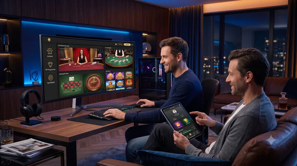White label casino platform featuring live dealer games, sportsbook, and player wallet
